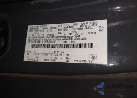 2016 Ford F-150 Xl z USA, uszkodzony, nr VIN 1FTEX1EP5GFA57623